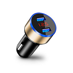 3.1A Car Charger Adapter Dual USB Twin Port Cigarette Lighter USB Charger Universal Fast Charging K03 for Sharp Aquos R6 Gold
