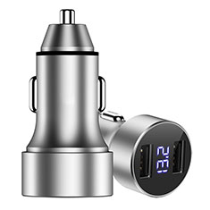 3.4A Car Charger Adapter Dual USB Twin Port Cigarette Lighter USB Charger Universal Fast Charging for Sharp Aquos R6 Silver