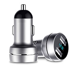 3.4A Car Charger Adapter Dual USB Twin Port Cigarette Lighter USB Charger Universal Fast Charging U03 for Samsung Galaxy A8+ A8 2018 A730f Silver