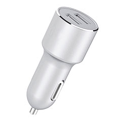 4.2A Car Charger Adapter Dual USB Twin Port Cigarette Lighter USB Charger Universal Fast Charging for Oppo A55 4G Silver