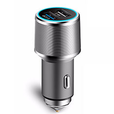 4.8A Car Charger Adapter Dual USB Twin Port Cigarette Lighter USB Charger Universal Fast Charging K08 for Vivo X Flip 5G Silver