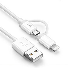 Charger Lightning USB Data Cable Charging Cord and Android Micro USB ML01 for Oppo F19 White