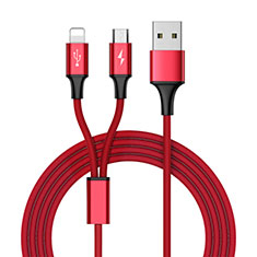 Charger Lightning USB Data Cable Charging Cord and Android Micro USB ML05 for Handy Zubehoer Kfz Ladekabel Red