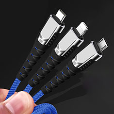Charger Lightning USB Data Cable Charging Cord and Android Micro USB Type-C 5A H03 for Xiaomi Redmi 11 Prime 4G Gold