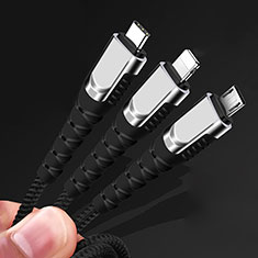 Charger Lightning USB Data Cable Charging Cord and Android Micro USB Type-C 5A H03 for Wiko Ridge 4G Gold