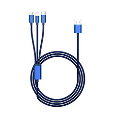 Charger Lightning USB Data Cable Charging Cord and Android Micro USB Type-C ML02 for Vivo X80 5G Blue