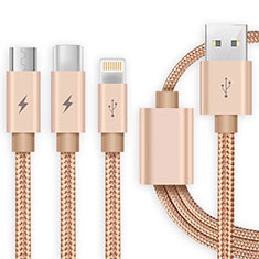 Charger Lightning USB Data Cable Charging Cord and Android Micro USB Type-C ML03 for Samsung Galaxy M04 Gold