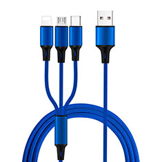 Charger Lightning USB Data Cable Charging Cord and Android Micro USB Type-C ML08 for Samsung Galaxy Note 3 Blue