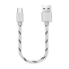 Charger Micro USB Data Cable Charging Cord Android Universal 25cm S05 for Samsung Galaxy M04 Silver