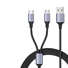 Charger USB Data Cable Charging Cord and Android Micro USB Type-C 2A H01 for Oppo A16K Black