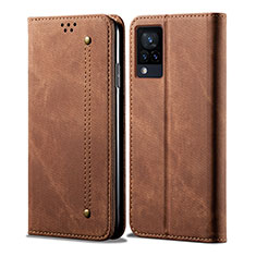 Cloth Case Stands Flip Cover B01S for Vivo V21e 4G Brown