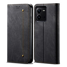 Cloth Case Stands Flip Cover B01S for Vivo V25e Black