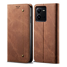 Cloth Case Stands Flip Cover B01S for Vivo V25e Brown