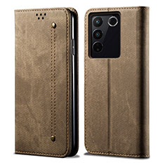 Cloth Case Stands Flip Cover B01S for Vivo V27 Pro 5G Khaki