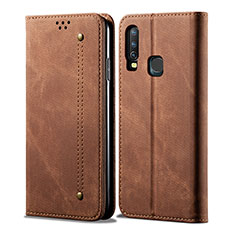 Cloth Case Stands Flip Cover B01S for Vivo Y12 Brown