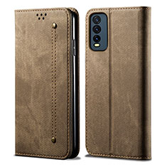 Cloth Case Stands Flip Cover B01S for Vivo Y12A Khaki