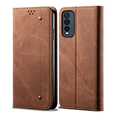 Cloth Case Stands Flip Cover B01S for Vivo Y12s (2021) Brown