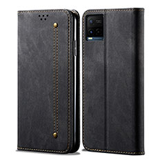 Cloth Case Stands Flip Cover B01S for Vivo Y21 Black