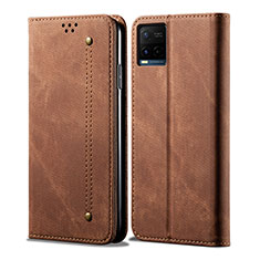 Cloth Case Stands Flip Cover B01S for Vivo Y21 Brown