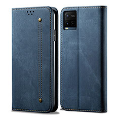 Cloth Case Stands Flip Cover B01S for Vivo Y21a Blue