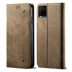 Cloth Case Stands Flip Cover B01S for Vivo Y21G Khaki