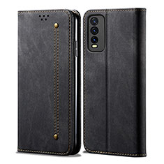 Cloth Case Stands Flip Cover B01S for Vivo Y30 Black