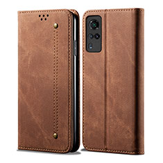 Cloth Case Stands Flip Cover B01S for Vivo Y31 (2021) Brown