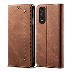 Cloth Case Stands Flip Cover B01S for Vivo Y70S 5G Brown