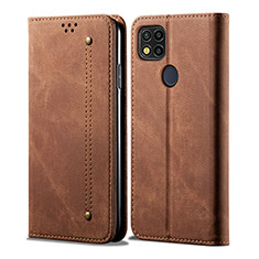 Cloth Case Stands Flip Cover B01S for Xiaomi Redmi 9C Brown