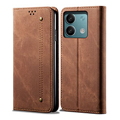 Cloth Case Stands Flip Cover B01S for Xiaomi Redmi Note 13 5G Brown