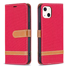 Cloth Case Stands Flip Cover for Apple iPhone 13 Mini Red