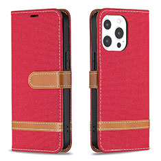 Cloth Case Stands Flip Cover for Apple iPhone 13 Pro Max Red