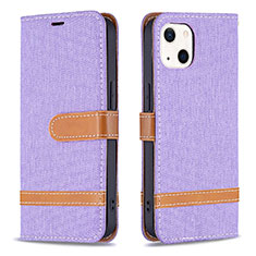 Cloth Case Stands Flip Cover for Apple iPhone 15 Plus Purple