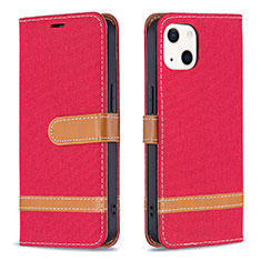 Cloth Case Stands Flip Cover for Apple iPhone 15 Plus Red