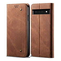 Cloth Case Stands Flip Cover for Google Pixel 6a 5G Brown