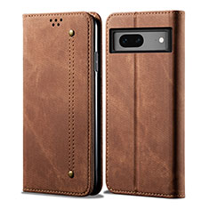 Cloth Case Stands Flip Cover for Google Pixel 7 5G Brown