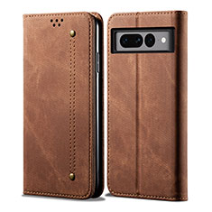 Cloth Case Stands Flip Cover for Google Pixel 7 Pro 5G Brown