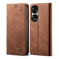 Cloth Case Stands Flip Cover for Huawei Honor 70 Pro 5G Brown