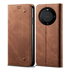 Cloth Case Stands Flip Cover for Huawei Mate 60 Pro Brown