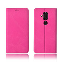 Cloth Case Stands Flip Cover for Nokia X7 Hot Pink