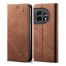 Cloth Case Stands Flip Cover for OnePlus 11 5G Brown