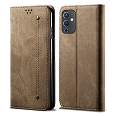 Cloth Case Stands Flip Cover for OnePlus 9 5G Khaki