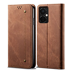 Cloth Case Stands Flip Cover for OnePlus Nord CE 3 5G Brown