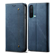 Cloth Case Stands Flip Cover for OnePlus Nord CE 5G Blue