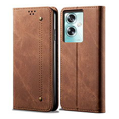 Cloth Case Stands Flip Cover for Oppo A2 5G Brown