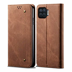 Cloth Case Stands Flip Cover for Oppo F17 Pro Brown