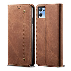Cloth Case Stands Flip Cover for Oppo Find X5 Lite 5G Brown
