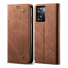 Cloth Case Stands Flip Cover for Oppo K10 5G India Brown