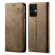 Cloth Case Stands Flip Cover for Oppo K11x 5G Khaki