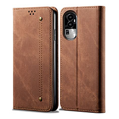 Cloth Case Stands Flip Cover for Oppo Reno10 Pro+ Plus 5G Brown